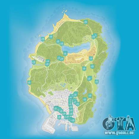 Karte von Flügen, die unter der Brücke in Grand Theft Auto 5