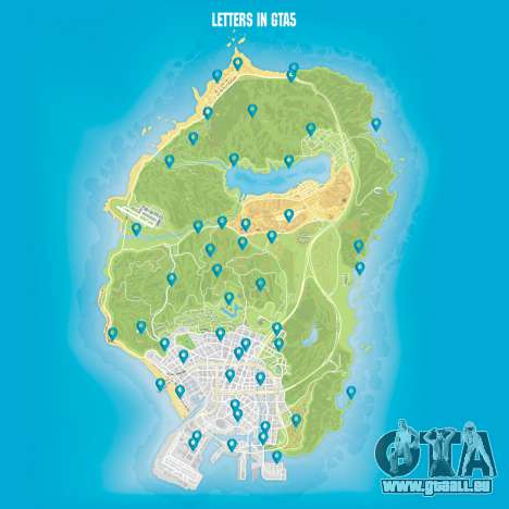 La carte de la lettre de pièces dans GTA5