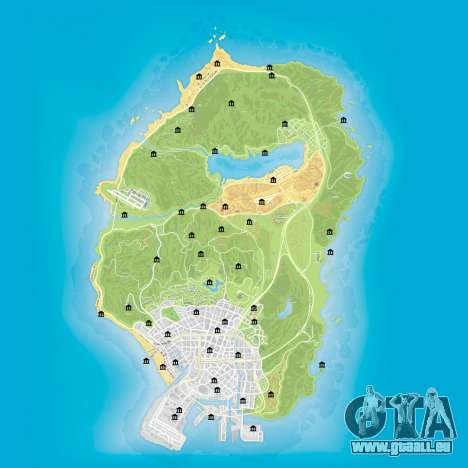 Karte der Banken auf GTA 5
