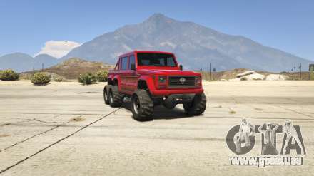 GTA 5 Benefactor Dubsta 6x6 - captures d'écran, les caractéristiques et la description de l'off-lire des véhicules.