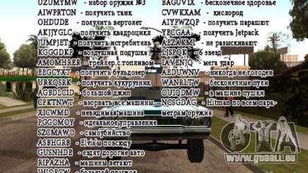 Astuces sur l'écran pour GTA San Andreas