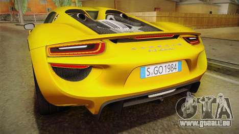 Porsche 918 Spyder 2013 EU Plate pour GTA San Andreas