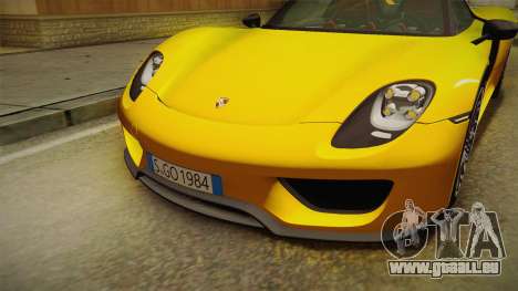 Porsche 918 Spyder 2013 EU Plate pour GTA San Andreas