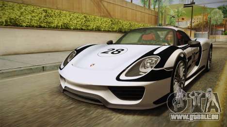 Porsche 918 Spyder 2013 EU Plate pour GTA San Andreas