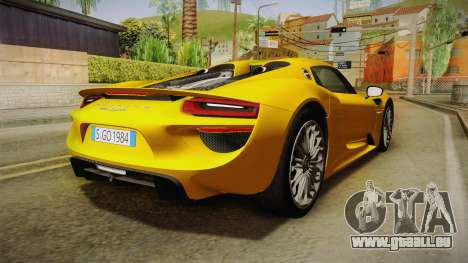 Porsche 918 Spyder 2013 EU Plate pour GTA San Andreas