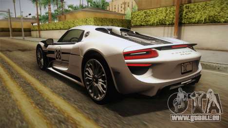 Porsche 918 Spyder 2013 EU Plate pour GTA San Andreas