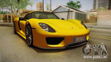 Porsche 918 Spyder 2013 EU Plate pour GTA San Andreas