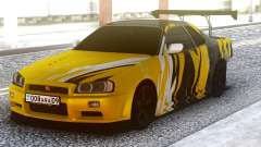 Nissan Skyline R34 GT-R Yellow & Black pour GTA San Andreas
