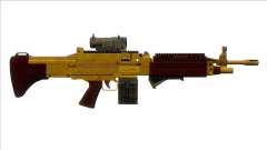 GTA V Combat MG Gold All Attachments Small Mag für GTA San Andreas