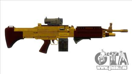 GTA V Combat MG Gold All Attachments Small Mag für GTA San Andreas